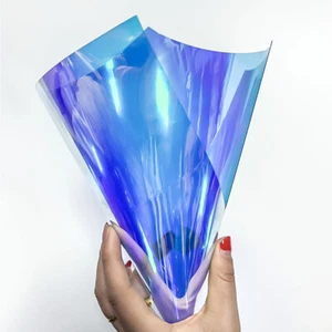 Iridescent Holographic Transparent PVC Fabric Vinyl Material Bow Craft Clear Bag - Picture 1 of 31
