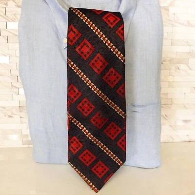 迪奥领带男式黑色红色几何丝绸纯色连衣裙艺术装饰宽 — 第 1/4 张图片