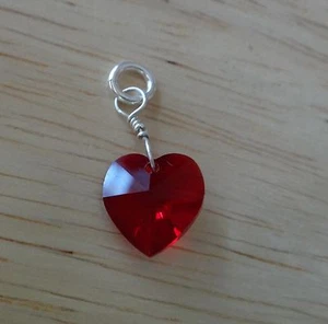 Sterling Silver 17x10mm July birthstone made with Swarovski Crystal Heart Charm - Picture 1 of 3