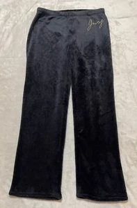 Juicy Couture Black Velvet Velour Sleep Pajama Lounge Pants Womens Large Pull On - Picture 1 of 10