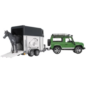 02592 Bruder Land Rover Defender Station Wagon Pferdeanhänger+ Pferd Profi Serie - Bild 1 von 1