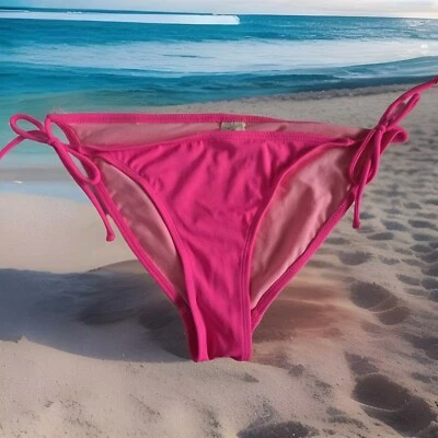 Parte inferior de bikini OP Ocean Pacific talla L 11-13 rosa neón triángulo forrada con lazos laterales Foto 1 de 4