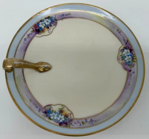 Noritake 6¼" Lemon Dish~Vintage~USED~Floral Design~Blue & Gold Trim - Picture 1 of 6