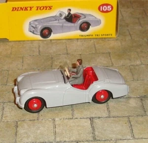 TRIUMPH TR2 SPORTS CAR - DINKY TOYS 105 - ATLAS REPRODUCTION c2015 - Picture 1 of 4