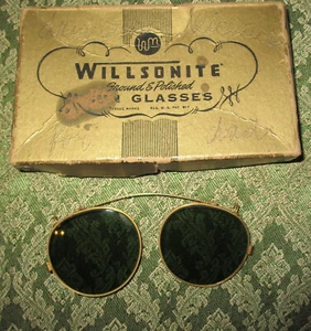 VTG WILLSONITE WILLSON SUN GLASSES Goldtone CLIP-ON IN ORIGINAL BOX READING  PA - Picture 1 of 6