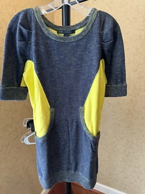 Vestido Suéter Marc By Marc Jacobs Algodón Manga Corta Azul Marino, Amarillo S Foto 1 de 4
