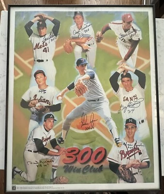 300 Wins Poster Signed by 8 Pitchers With Win Totals 25x31 Nolan Ryan Tom Seaver - Image 1 of 4