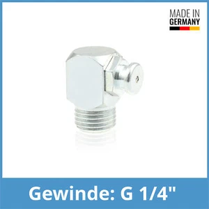 DIN 3404 M4 (Ø10mm) G 1/4" 90° Winkel-Flachschmiernippel Stahl verzinkt - Picture 1 of 1