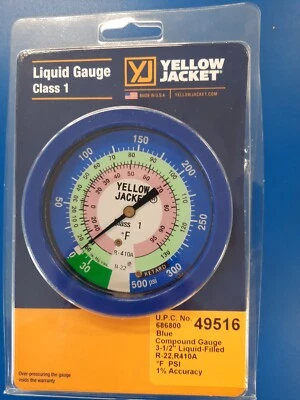 CHAQUETA AMARILLA 3-1/2" AZUL LADO BAJO "LLENO DE LÍQUIDO" COLECTOR CALIBRE 22, 410A -49516 Foto 1 de 2