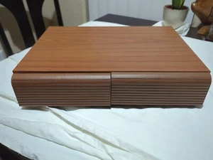 Vintage Wood Grain Audio 2 Drawer 24 Cassette Tape Holder Storage Cabinet Case - Picture 1 of 6