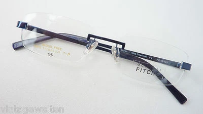 Brille Randlose Fassung gerade Form Titan Gestell nickelfrei dunkelblau Gr. M - Bild 1 von 4
