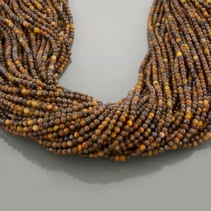 2-3MM NATURAL TIGER'S EYE MICRO FACETED ROUND GEMSTONE 12" JEWELRY MAKING BEADS - Picture 1 of 6