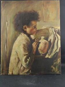 DIPINTO OLIO SU TELA DEL 1957 RITRATTO FANCIULLO FIRMATO RIVA - Imagen 1 de 7