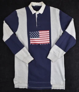 Vintage 80er 90er Polo Sport Ralph Lauren Hemd Herren Large Navy Rugby USA Flagge - Bild 1 von 17