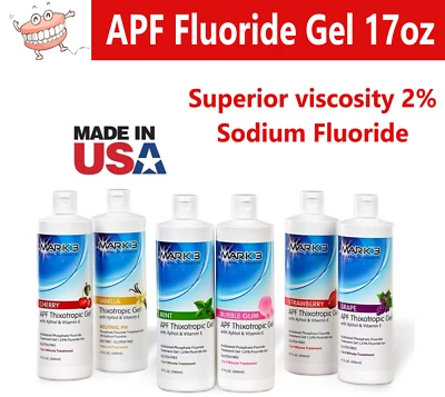 CARGUS Dental APF Fluoride Gel 17oz - Superior viscosity, 2% Sodium Fluoride -5 Flavors
