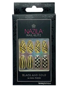 Nazila Nail Glitz Love Glamour Black And Gold - Picture 1 of 2