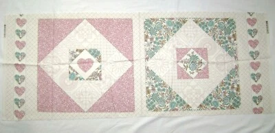 Panel de almohada de tela tramposa de algodón pulido floral rosa/aqua Shabby Chic Foto 1 de 3