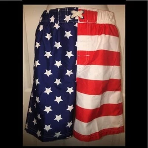 Open Trails Sz M (8/10) Boys American Flag Swim Trunks NEW - Picture 1 of 2