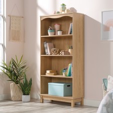 4-Shelf Dover Oak Finish Bookcase Durable Storage Organizer Living Room Unit