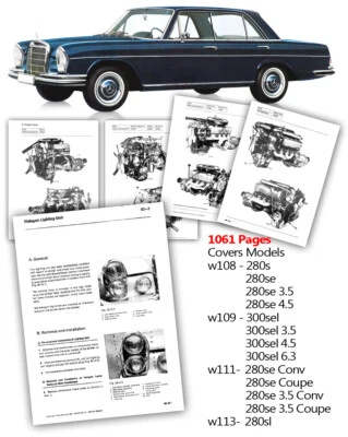 Mercedes Workshop Service Manual w108 w109 w111 w113 280se 3.5 4.5 6.3 300 - USB - Image 1 of 2