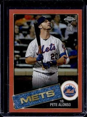 2020 Topps Chrome Ben Baller Pete Alonso 1985 Baseball Orange Refractor #23/25 - Image 1 of 2