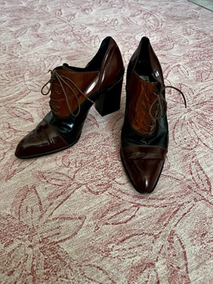 Moschino Zapatos Vintage Tacones Marrón Patchwork Cuero Foto 1 de 4