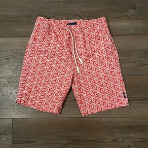 Johnnie O Bathing Suit Boys 10 Red Surf Boards Lined Beach Preppy - Picture 1 of 7