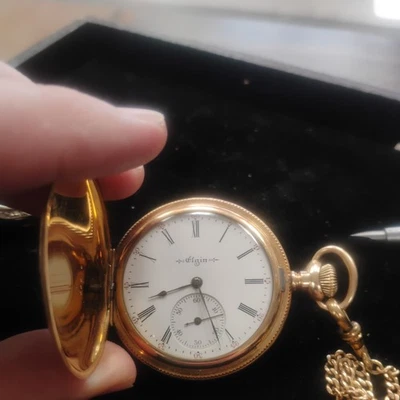 Reloj Bolsillo Elgin 19 Joyas Estuche Hunter J Boss Estuche 14k Foto 1 de 4