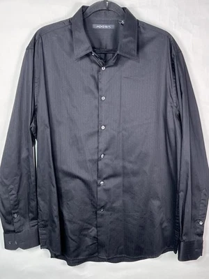A[X]IST Axist Mens XL Cotton Polyester Black Long Sleeve Striped Dress Shirt - Image 1 of 4