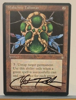 Mtg MALACHITE TALISMAN NM Ice Age Signed By Christopher Rush SUPER RARE! - Image 1 of 2