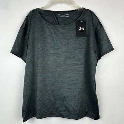 Camiseta Under Armour para mujer L UA Heat Gear gris ojo de cerradura rendimiento gimnasio nueva Foto 1 de 4