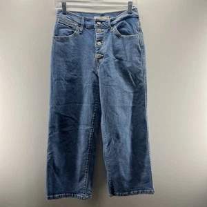 Jeans Levis Mile High Recortados Pierna Ancha Denim Lavado Mediano Botón Mosca Talla 28 - Imagen 1 de 10