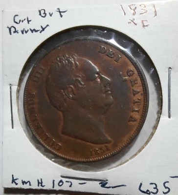 1831 Great Britain Penny William IV Extremely Fine+ Condition KM-707 No Initials - Image 1 of 4