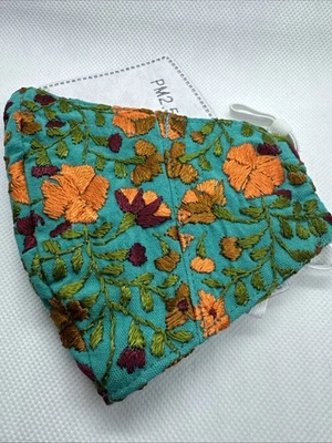 Embroidered Floral Face Mask With Filter Cubrebocas Artesanal Mexican. - Image 1 of 4