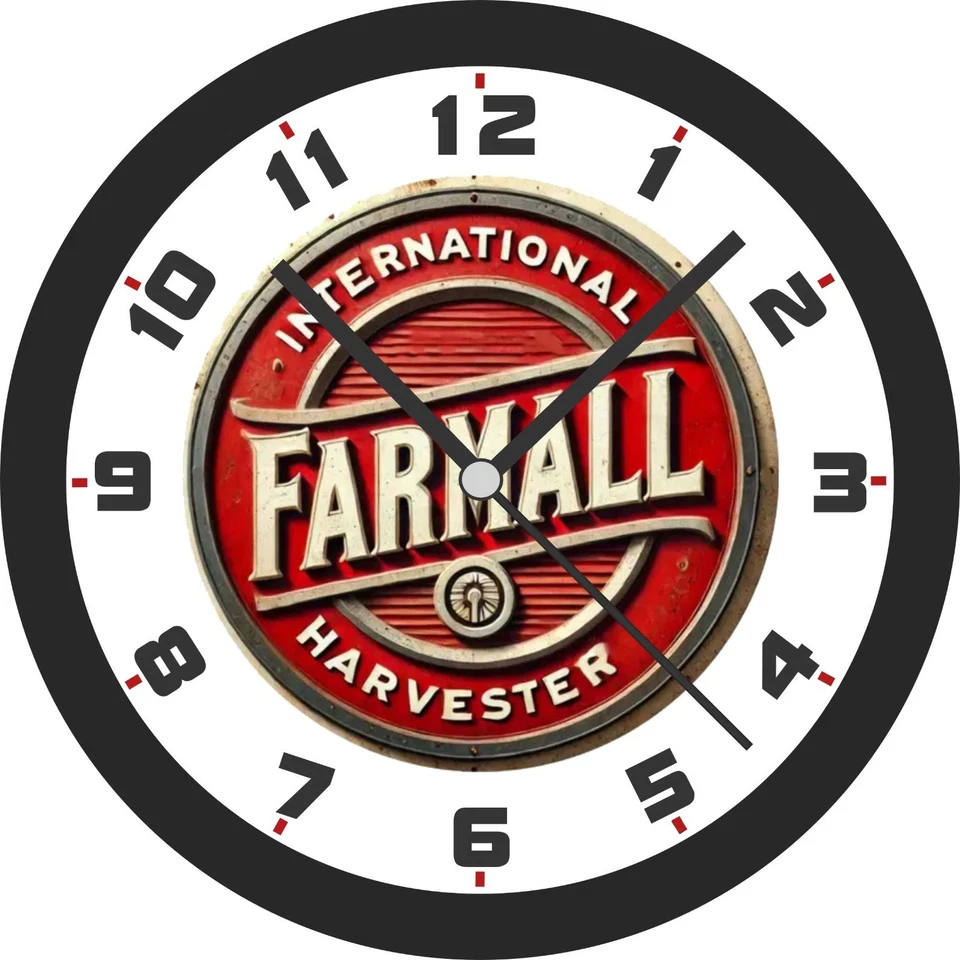 国际收割机农场拖拉机标志 10 英寸挂钟 — 第 1/1 张图片