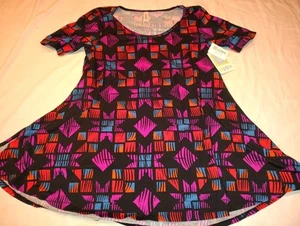 LuLaRoe Perfect T Short Sleeve Shirt Xtra Small NWT XS Colored Shapes Black NEW - Picture 1 of 5