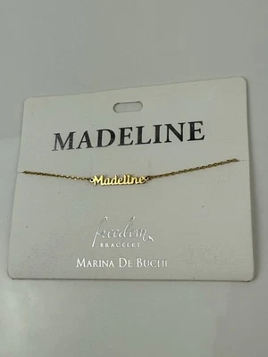 NUEVO Brazalete Lumiela Madeline Nombre Personalizado Sin Níquel Tono Dorado 6-8” Foto 1 de 2