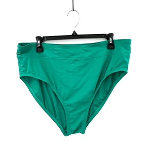Lands' End Chlorine Resistant High Leg High Waisted Bikini Swim Bottoms green L - Picture 1 of 6