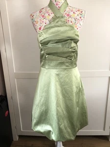 Karen Millen Green Halter Neck Occasion Dress Size 12 Paperbag Hem - Picture 1 of 10