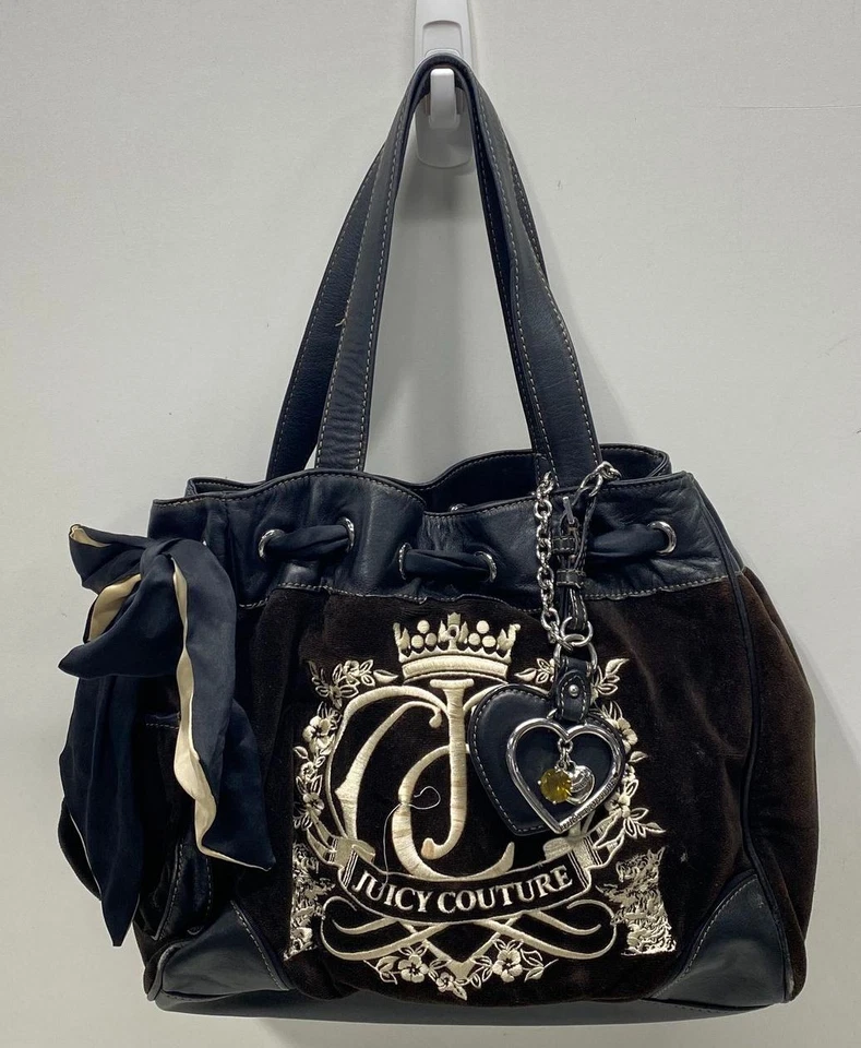 Borsa donna Juicy Couture nera con ricamo e manico superiore - Immagine 1 di 4