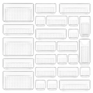 25 PCS Clear Plastic Drawer Organizers Set, 4-Size Versatile Bathroom and Van... - Picture 1 of 8