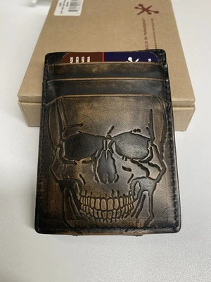 New House Of Jack Co Skull Leather Money Clip Wallet Front Pocket Card Holder  - Image 1 of 3