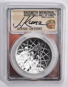 PR70 2020-P JUSTIN KUNZ SIGNED Basketball HOF Commemorative Dollar PCGS *7198 - Picture 1 of 5
