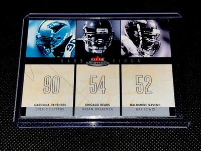 2003 Fleer Mystique Rare Finds JULIUS PEPPERS/BRIAN URLACHER/RAY LEWIS #/350 SP - Image 1 of 2