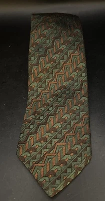 Vintage Emilio PUCCI Neiman Marcus Abstract Green Orange Silk Neck Tie 8cm - Image 1 of 4