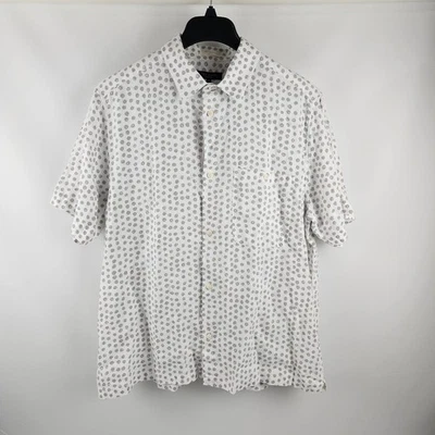 Ted Baker рубашка мужская 5 серый белый 100% льняной пятно печати S/S кнопка вверх новый с Ярлыками - Изображение 1 из 4