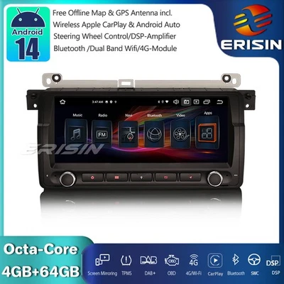 8.8" Android 14 Autoradio Navi DAB+CarPlay FM per BMW Serie 3 E46 Rover 75 MG ZT - Imagen 1 de 4