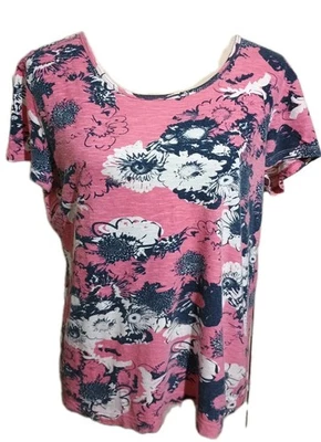 Pullover para mujer Van Heusen rosa negro blanco tejido floral manga gorra grande Foto 1 de 4