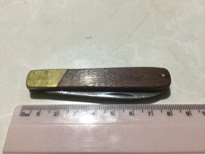 vintage wooden brass handle single blade folding pocket knife - Picture 1 of 6
