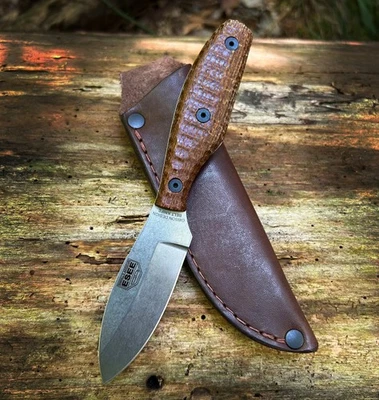 ESEE Knives Belt Knife Brown Burlap Micarta MagnaCut Leather Sheath - Image 1 of 2